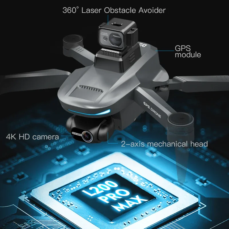 L200 PRO MAX Drone 4K 2-Axis P - Rc Helicopter Case のレビューと価格
